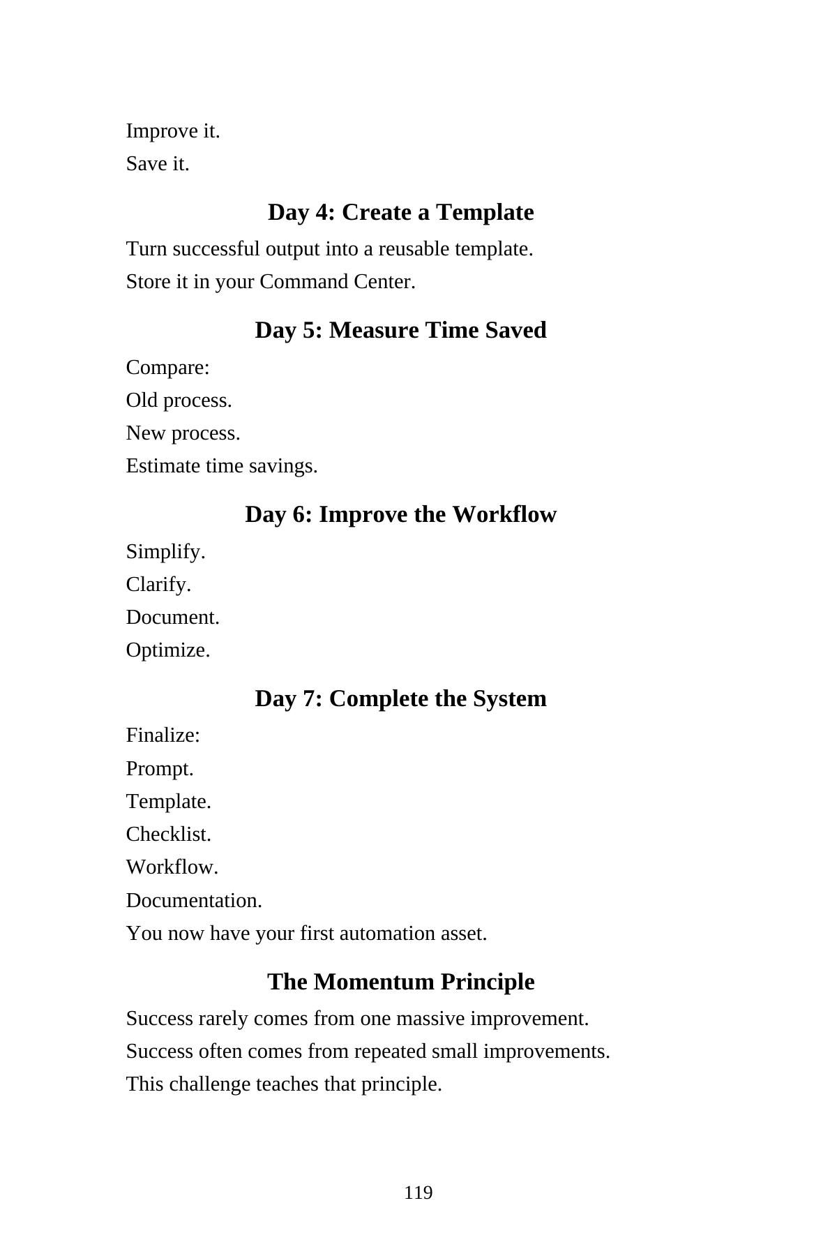 AI Automation for Beginners — interior spread: Quality control and the 7-day plan