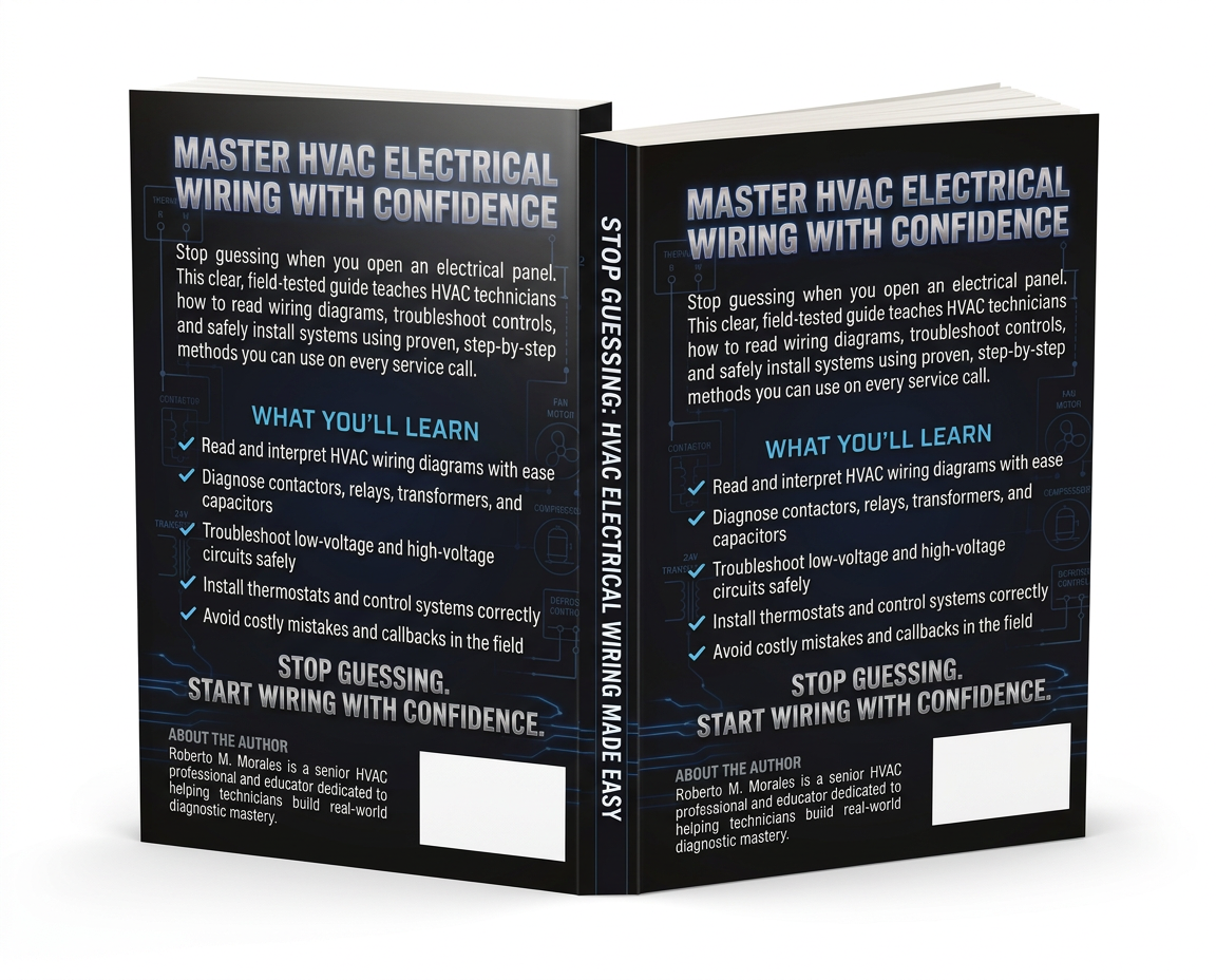 Printed edition of Stop Guessing: HVAC Electrical Wiring Made Easy — three-quarter back
