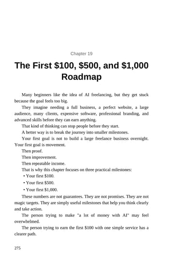 Chapter 19 · The First $100, $500, and $1,000 Roadmap · p. 275