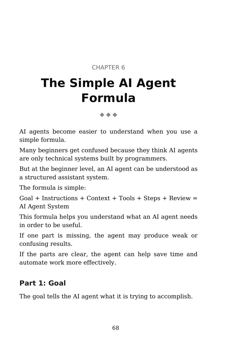 AI Agents for Beginners — interior spread: The simple AI agent formula