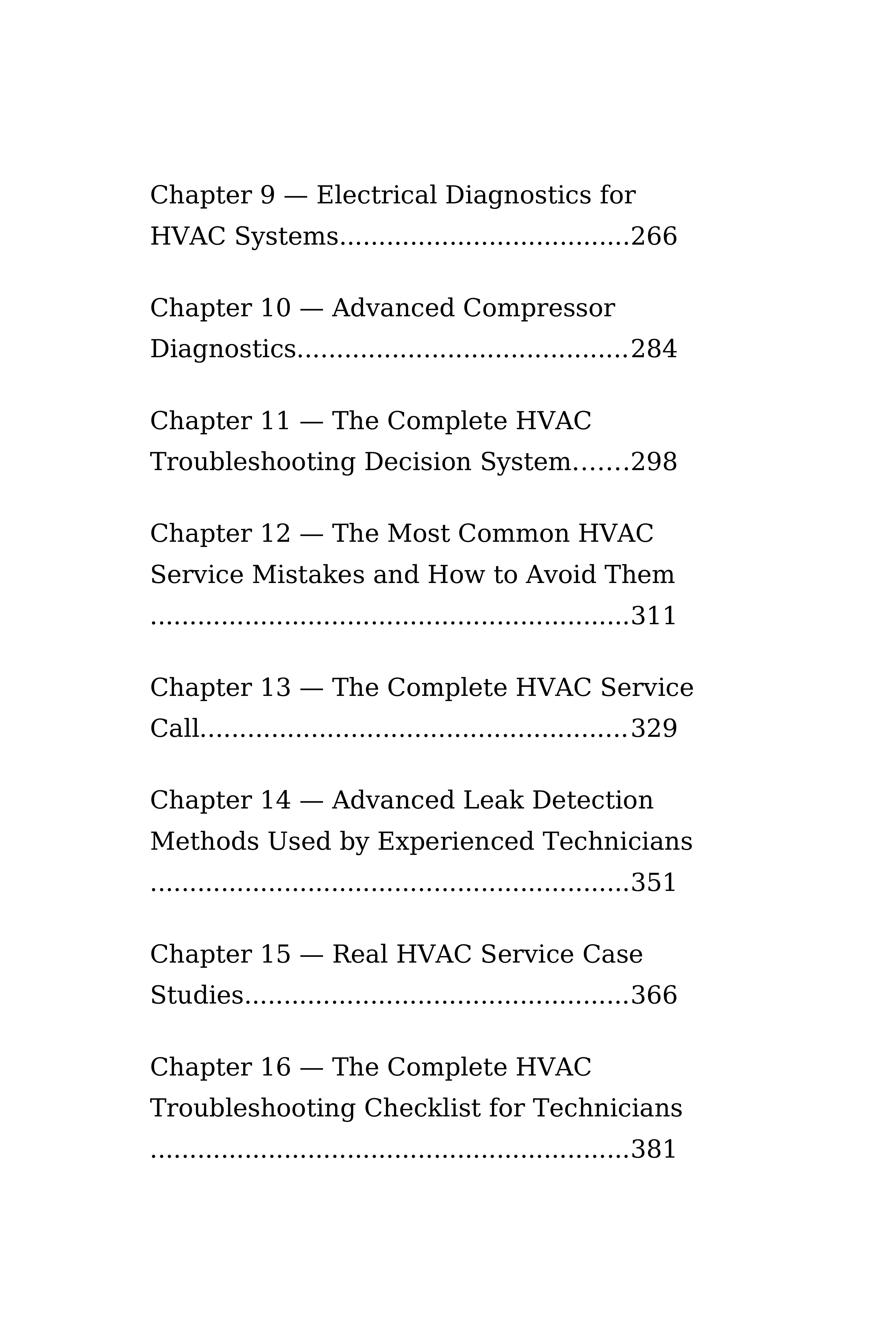 The Complete HVAC Troubleshooting System — interior spread: Table of Contents