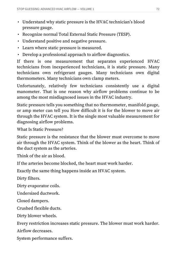 Static pressure explained — what TESP measures and why it is the HVAC technician's most valuable airflow reading — from Stop Guessing: HVAC Airflow Made Simple — Advanced Airflow Diagnostics — Volume 1