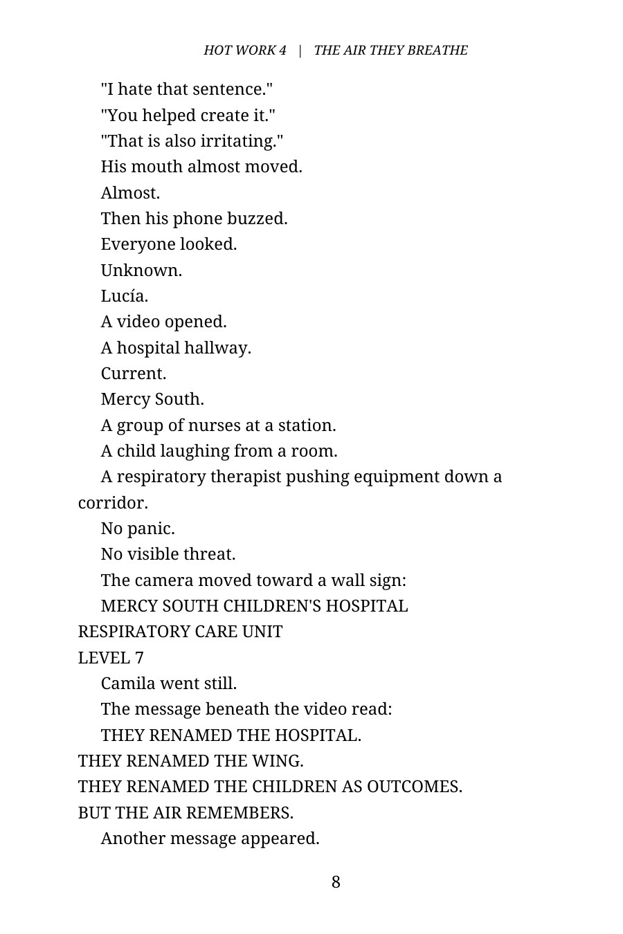 Hot Work 4: The Air They Breathe — Volume III — interior spread: Preview page 8