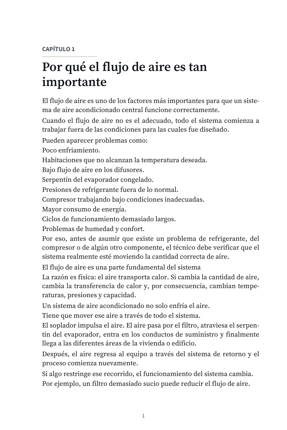 DEJE DE SUPONER: El Flujo de Aire en Sistemas Centrales de Forma Sencilla — interior spread: Capítulo 1 — Por qué importa el flujo de aire
