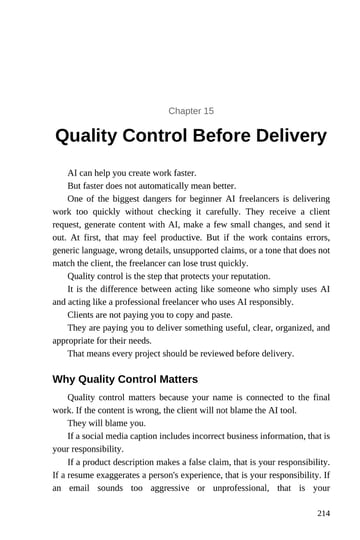 Chapter 15 · Quality Control Before Delivery · p. 214