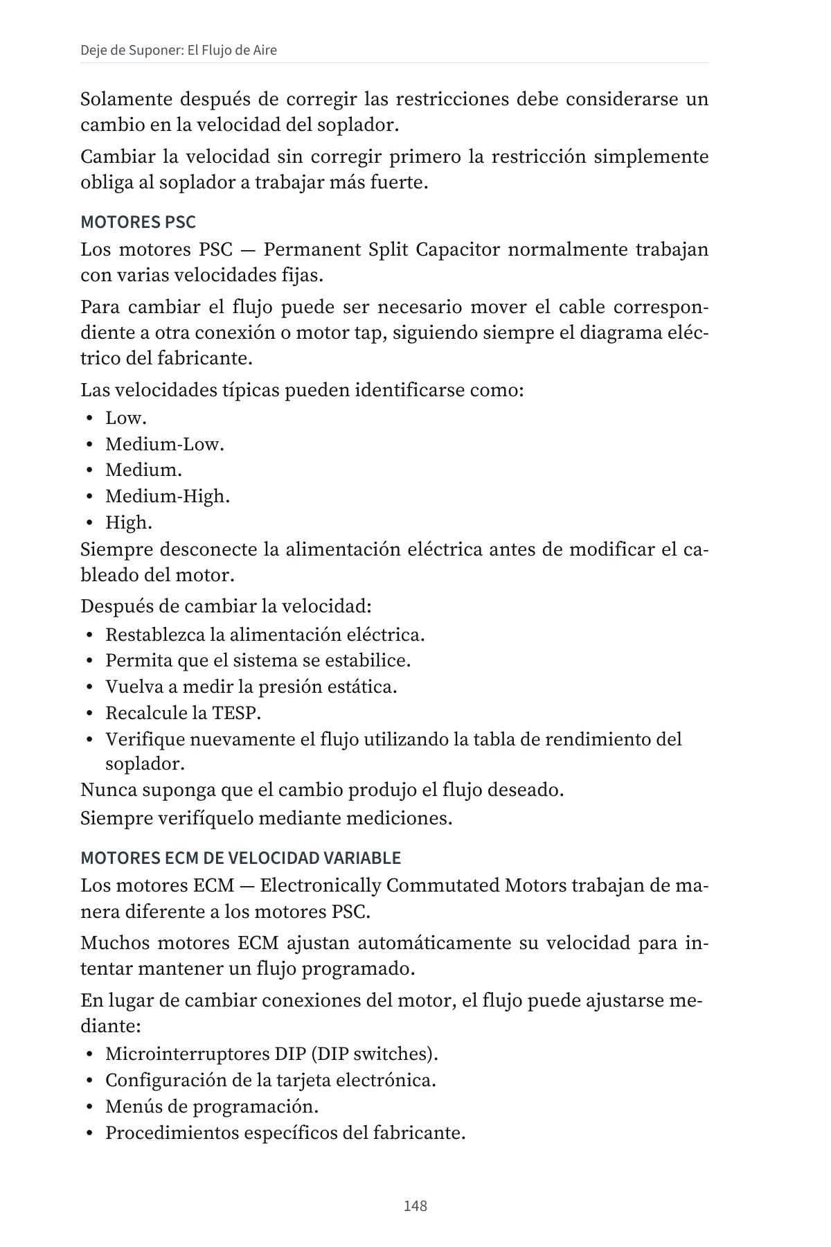 DEJE DE SUPONER: El Flujo de Aire en Sistemas Centrales de Forma Sencilla — interior spread: Motores PSC y velocidad del soplador