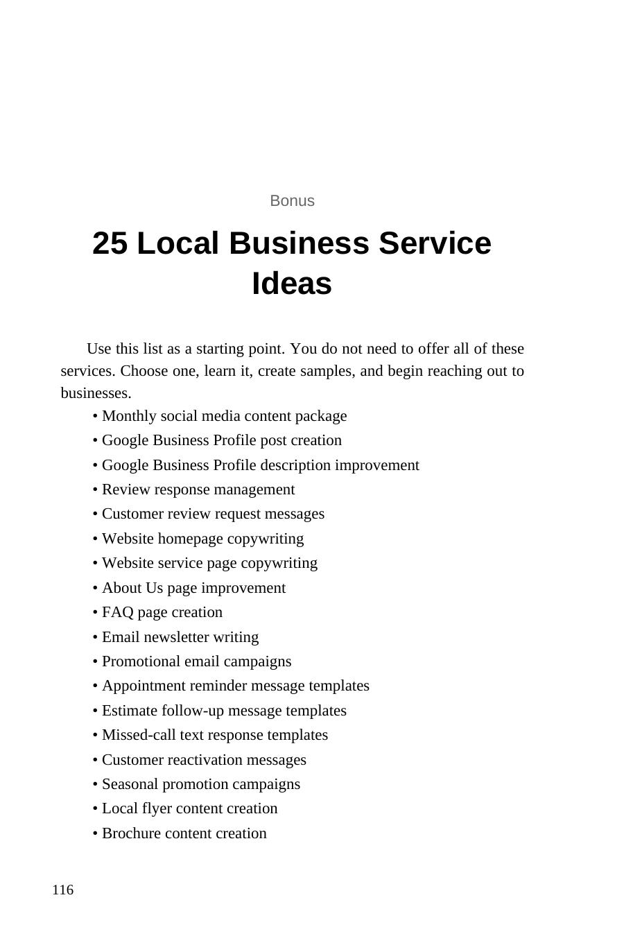 AI for Local Business Services — interior spread: 25 local business service ideas