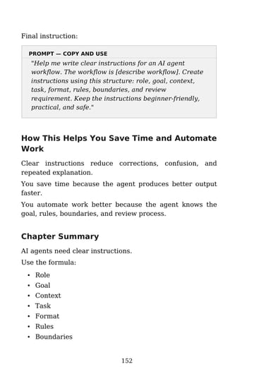 Prompt — Copy and Use: Writing Clear Agent Instructions · Printed p. 152 · PDF page 160