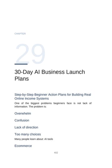 Chapter 29 · 30-Day AI Business Launch Plans · p. 402
