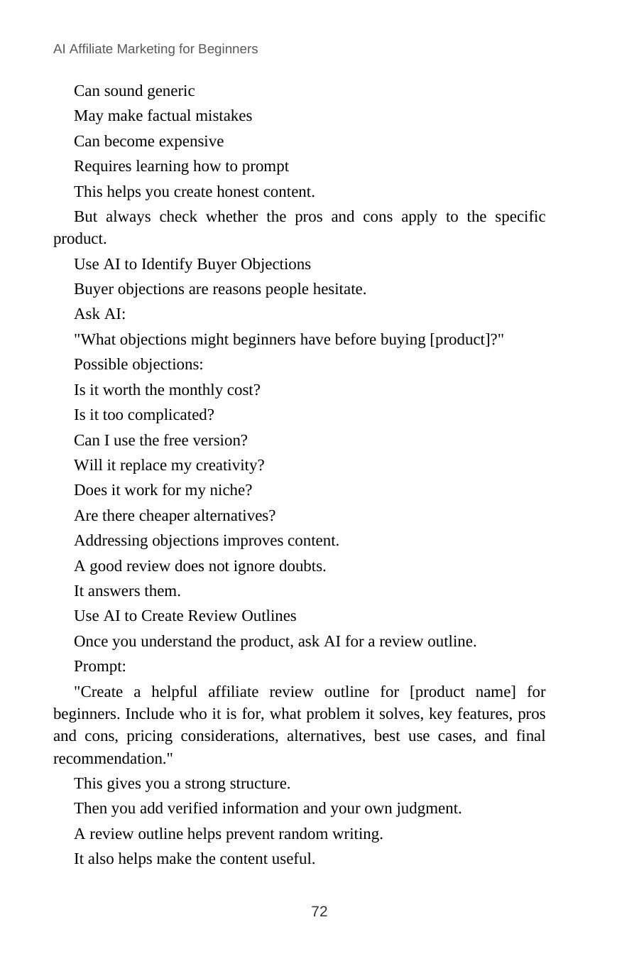 AI Affiliate Marketing for Beginners — interior spread: Honest pros and cons