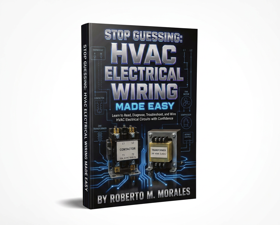 Printed edition of Stop Guessing: HVAC Electrical Wiring Made Easy — three-quarter front