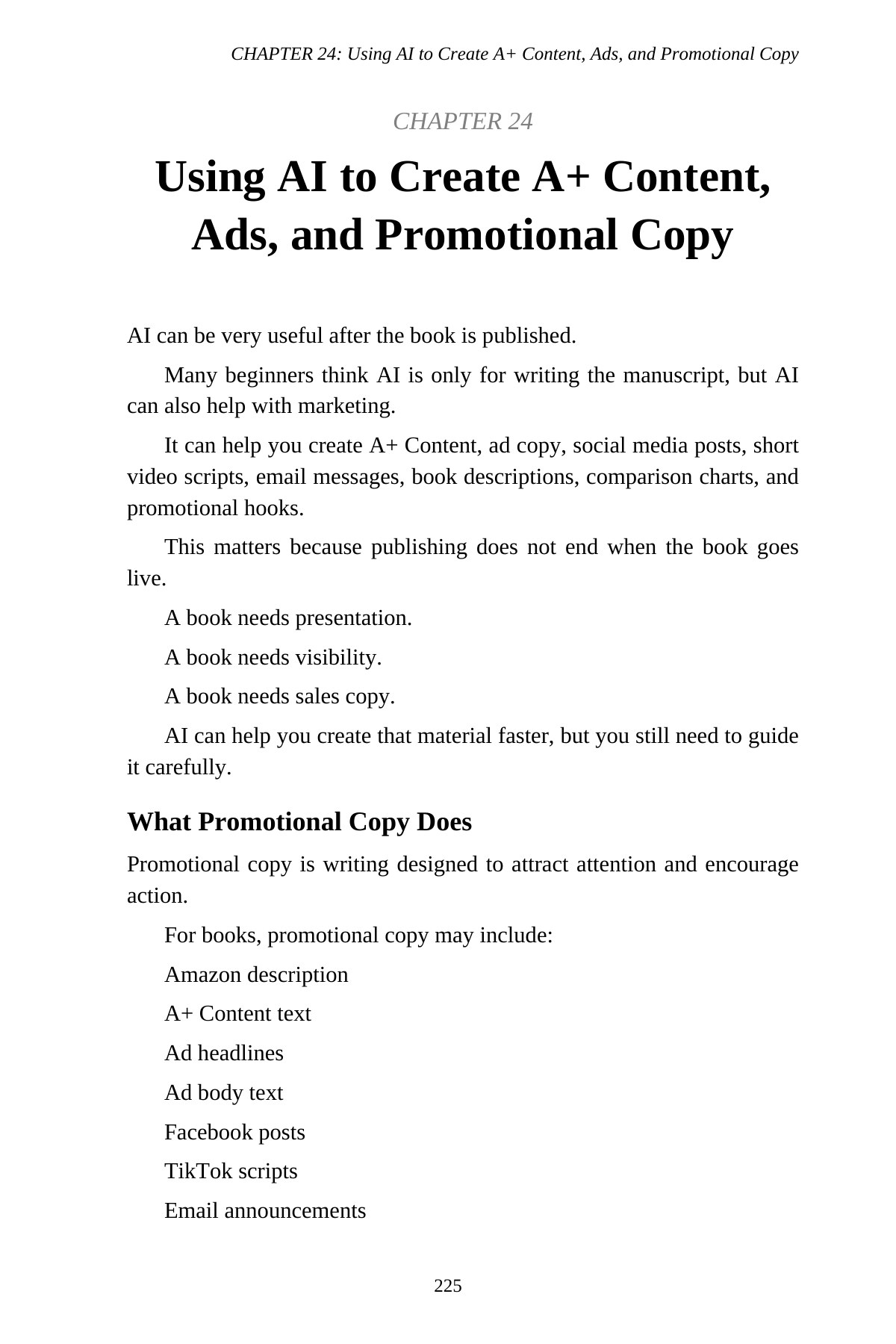 AI Publishing for Beginners — interior spread: Market the book