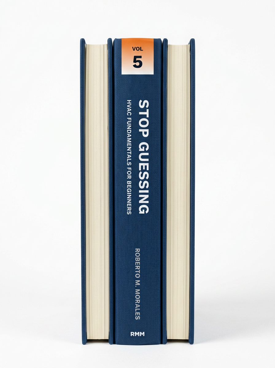 Printed edition of Stop Guessing: HVAC Fundamentals for Beginners — Volume 5 — spine view