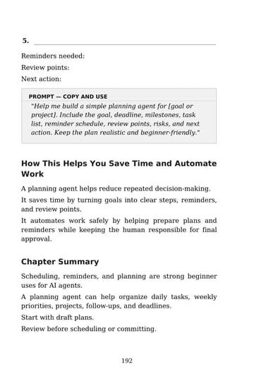 Prompt — Copy and Use: Building a Simple Planning Agent · Printed p. 192 · PDF page 200
