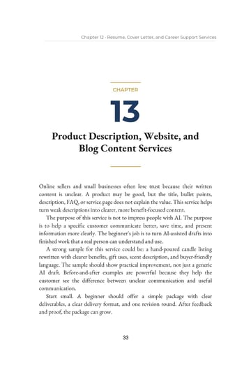 Chapter 13 · Product Description, Website, and Blog Content Services · p. 33
