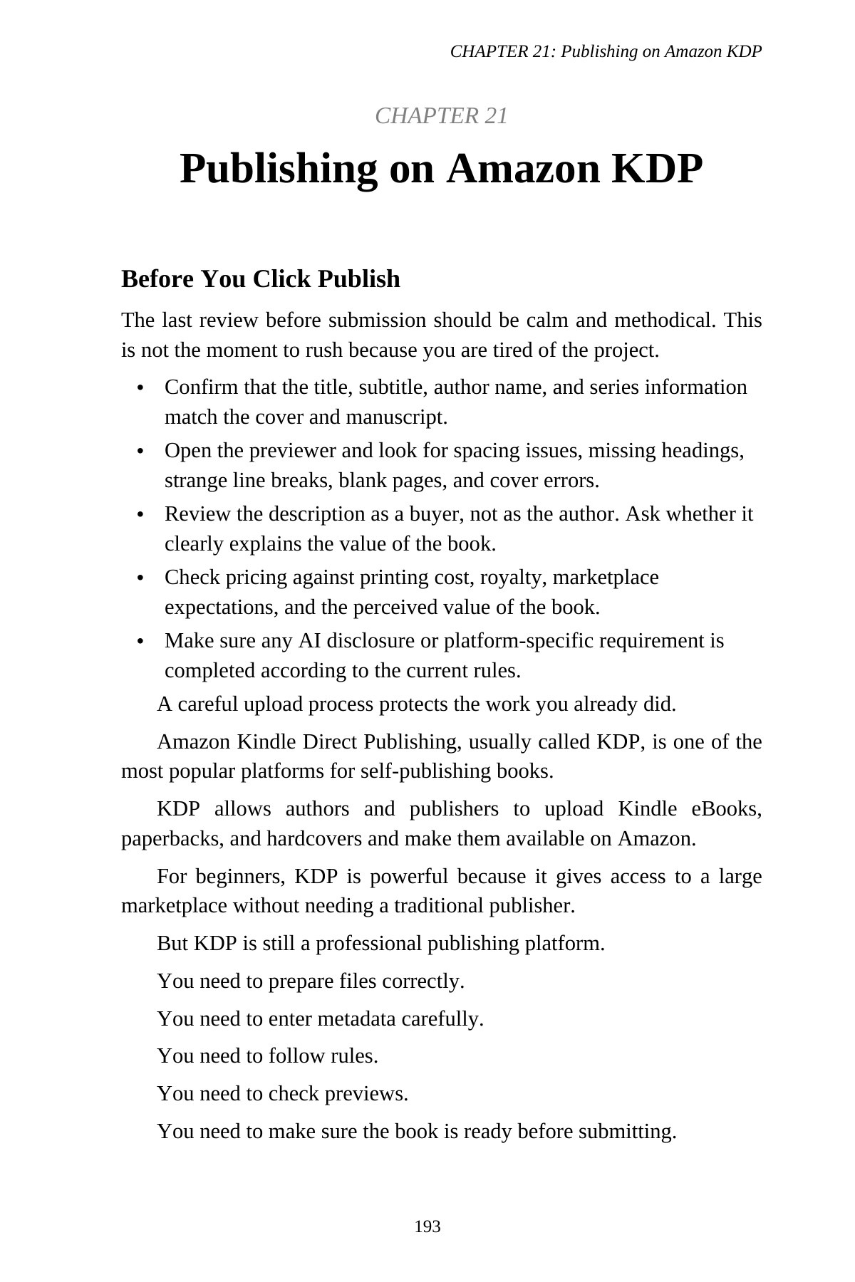 AI Publishing for Beginners — interior spread: Prepare for publishing