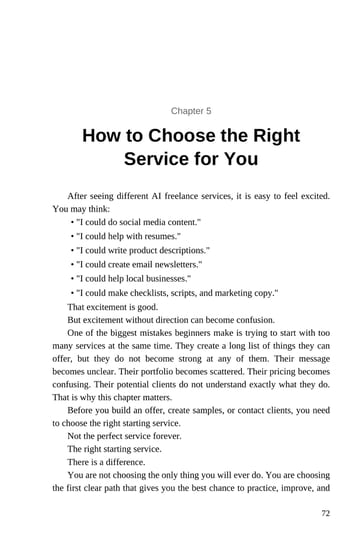 Chapter 5 · How to Choose the Right Service for You · p. 72