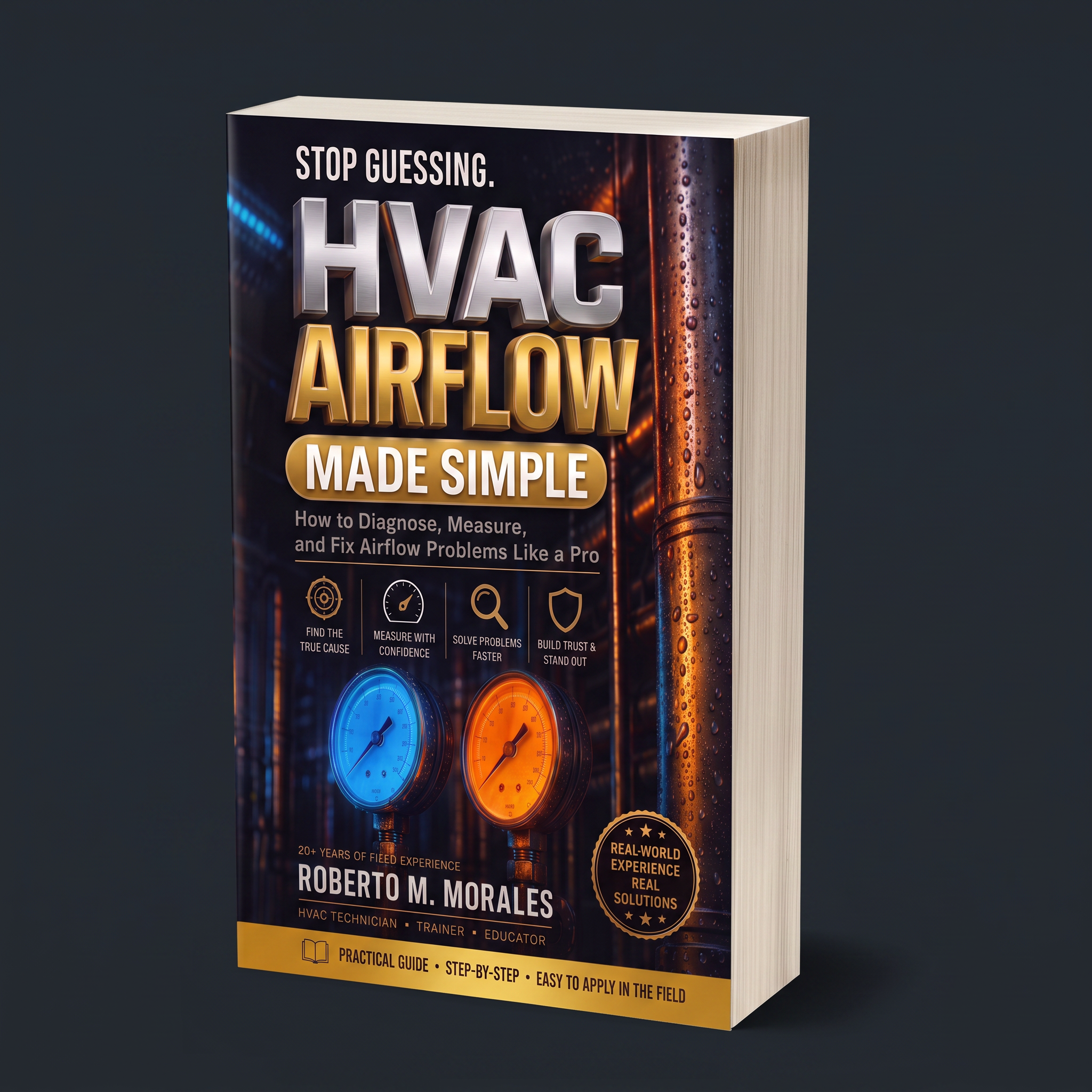 Printed edition of Stop Guessing: HVAC Airflow Made Simple — three-quarter front