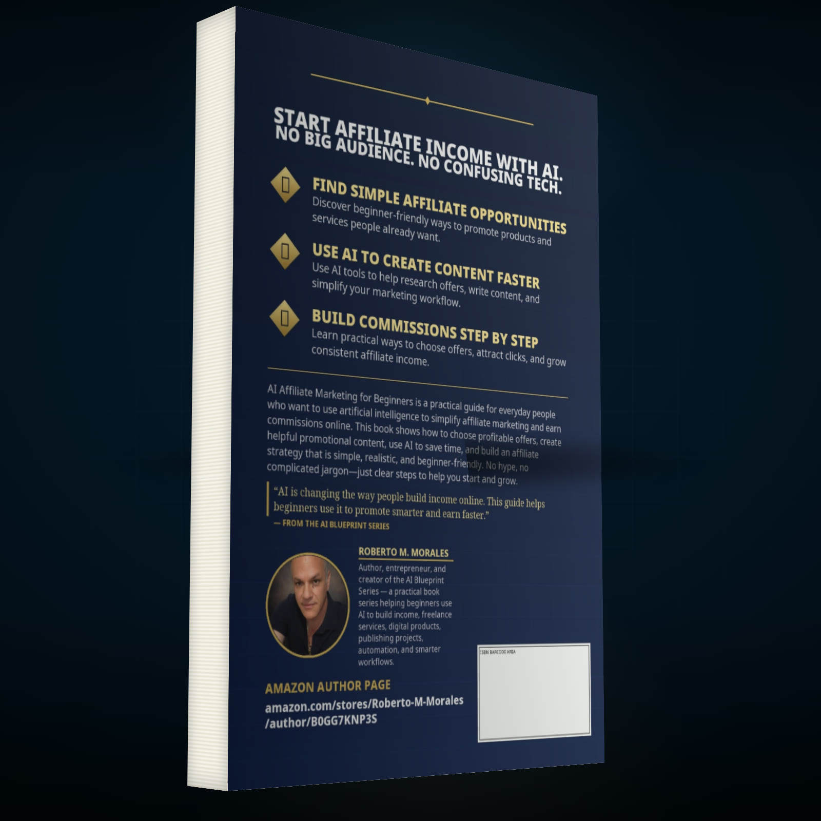 Printed edition of AI Affiliate Marketing for Beginners — back cover