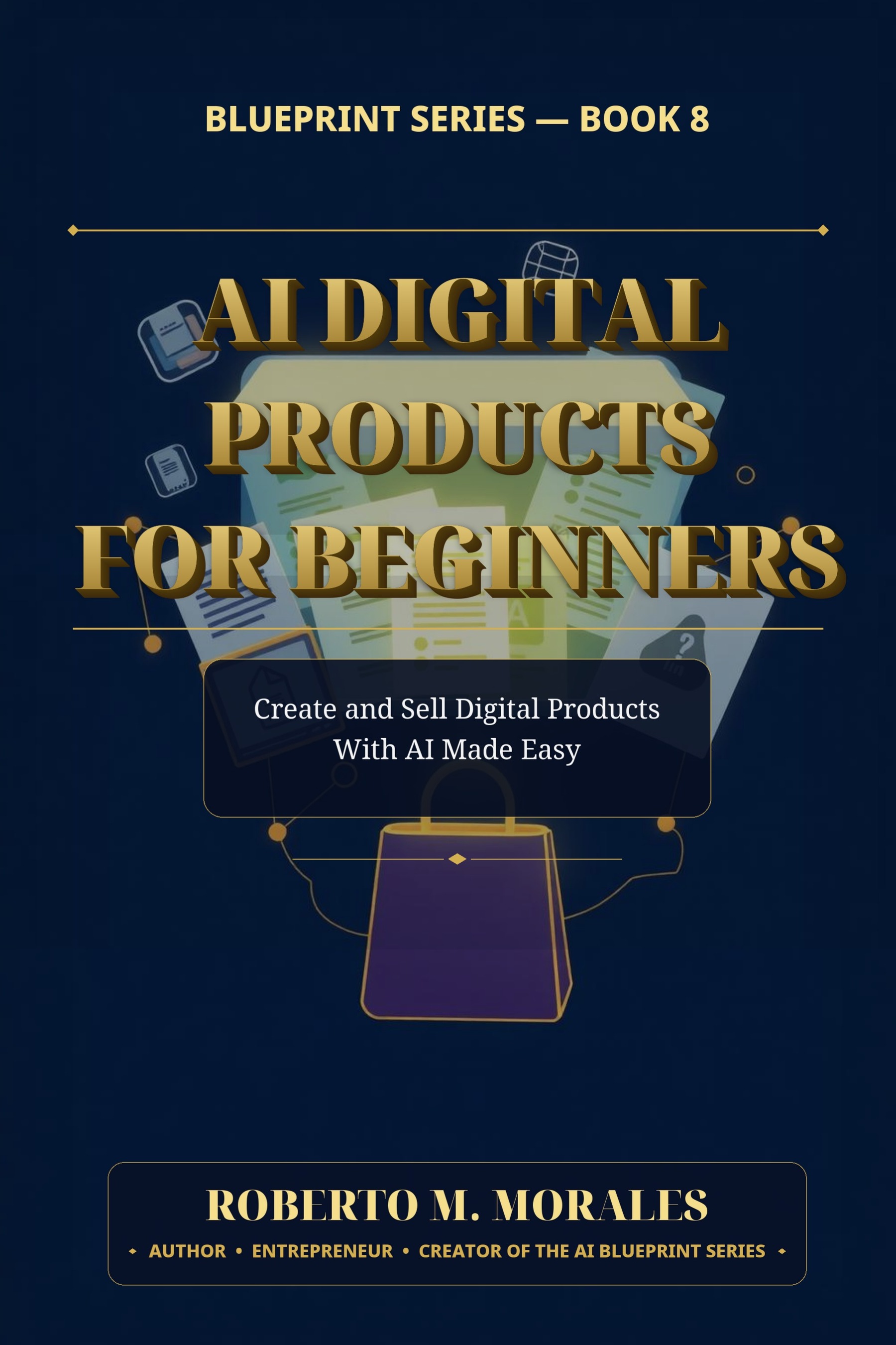 Front cover of AI Digital Products for Beginners by Roberto M. Morales — Creating and selling digital products with AI for complete beginners