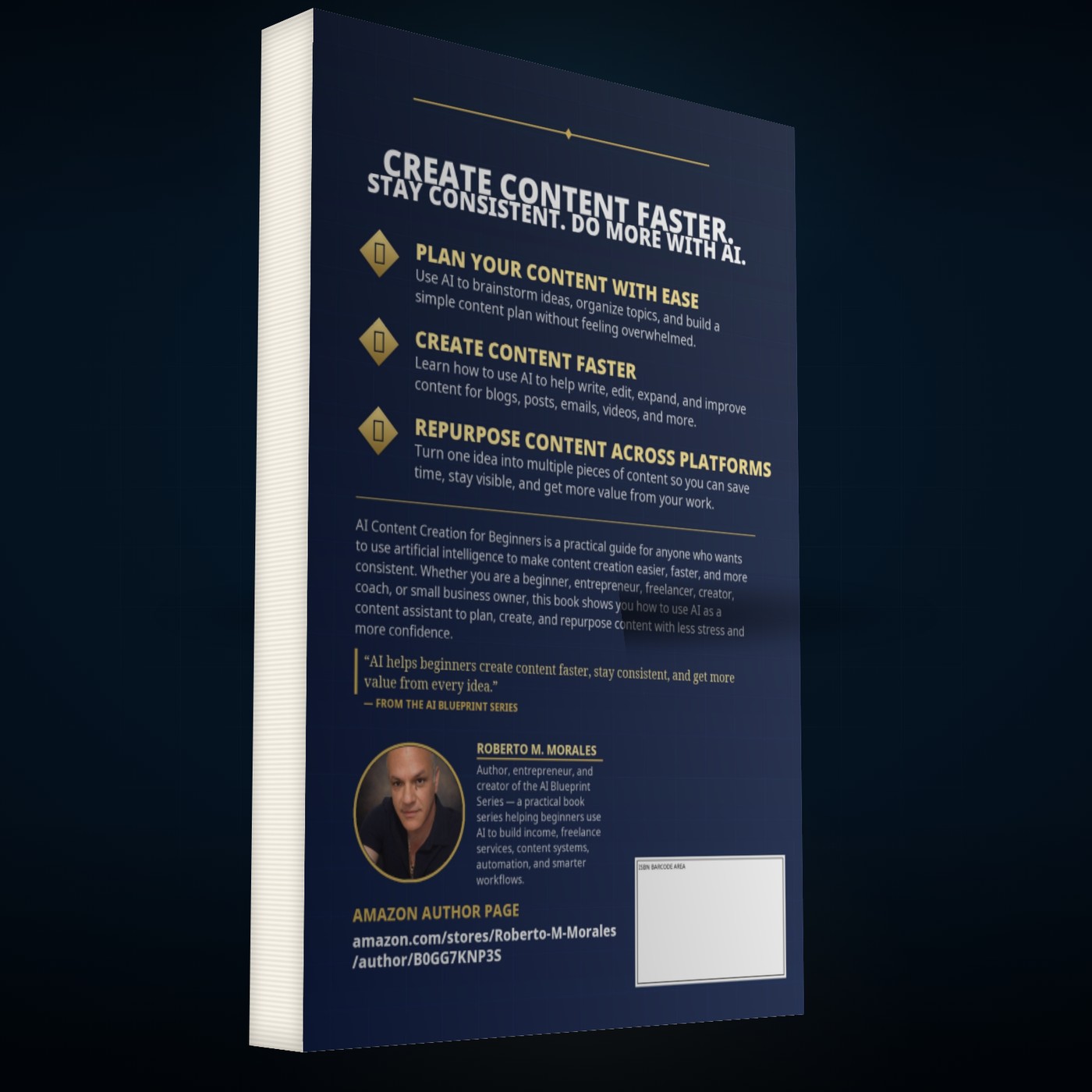 Printed edition of AI Content Creation for Beginners — back cover