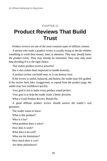 Chapter 10 · Product Reviews That Build Trust · p. 86