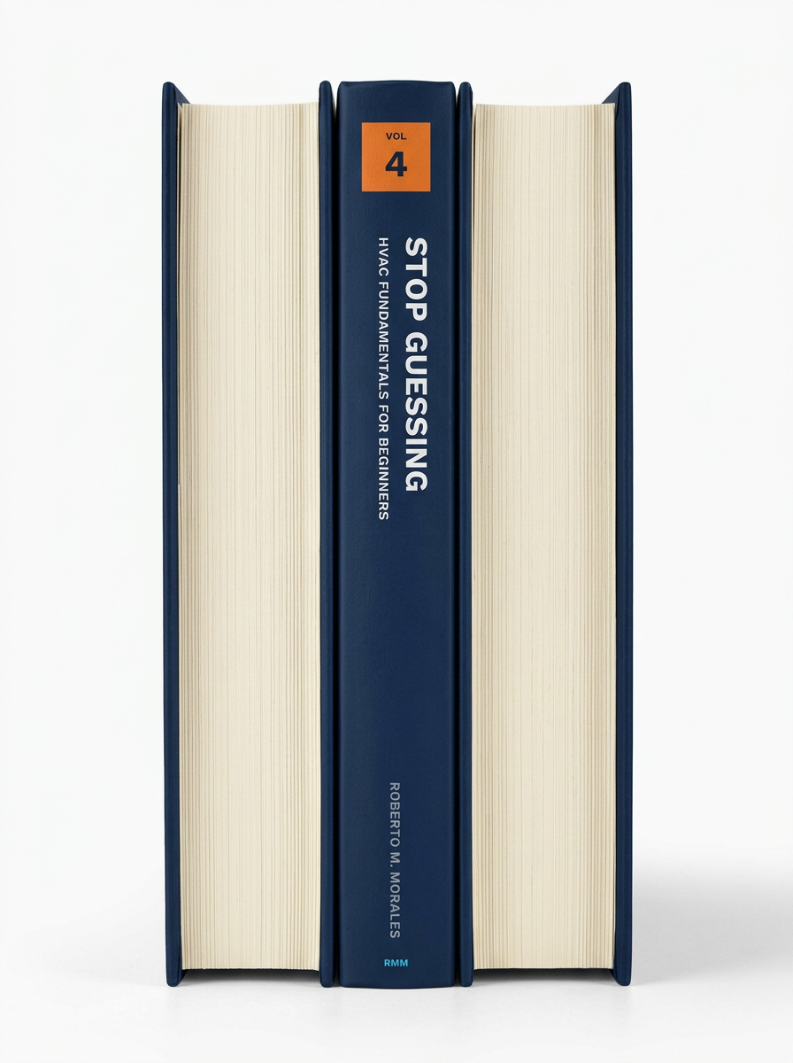 Printed edition of Stop Guessing: HVAC Fundamentals for Beginners — Volume 4 — spine view