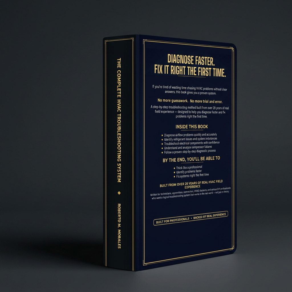 Printed edition of The Complete HVAC Troubleshooting System — three-quarter back