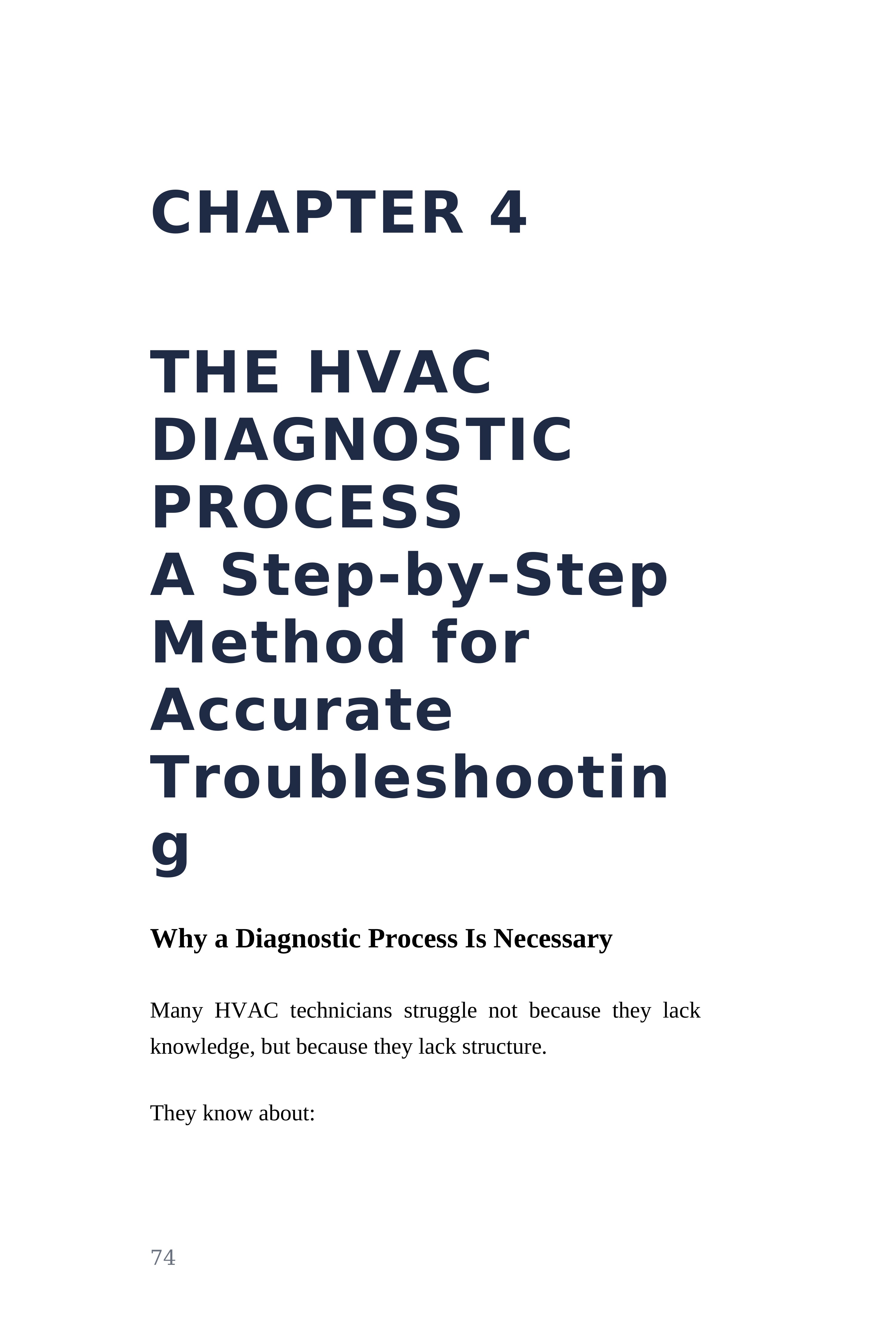 The Complete HVAC Troubleshooting System — interior spread: Chapter 4 — Diagnostic process