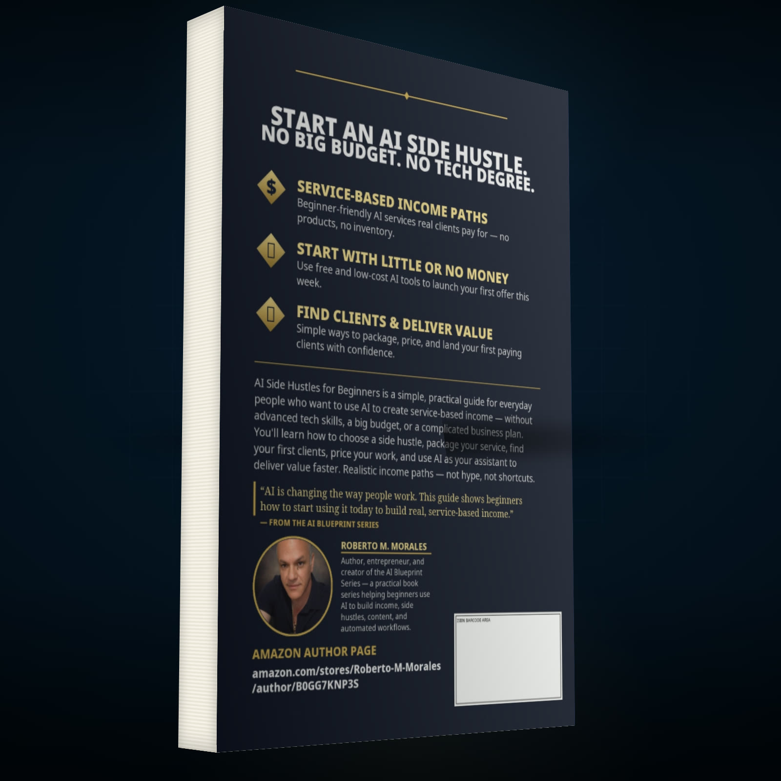Printed edition of AI Side Hustles for Beginners — back cover
