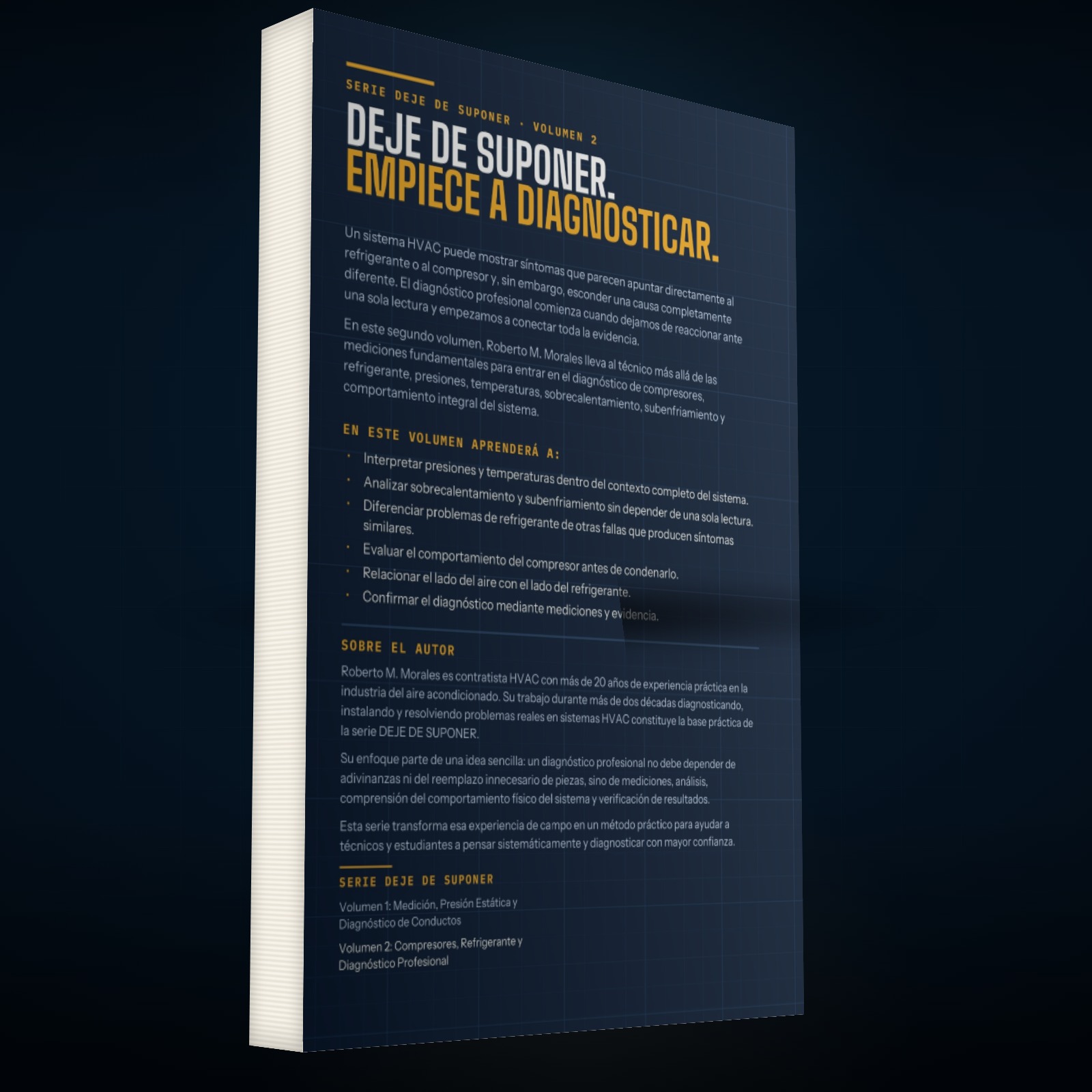 Printed edition of DEJE DE SUPONER: Diagnóstico Avanzado del Flujo de Aire en Sistemas Centrales — Volumen 2 — contraportada