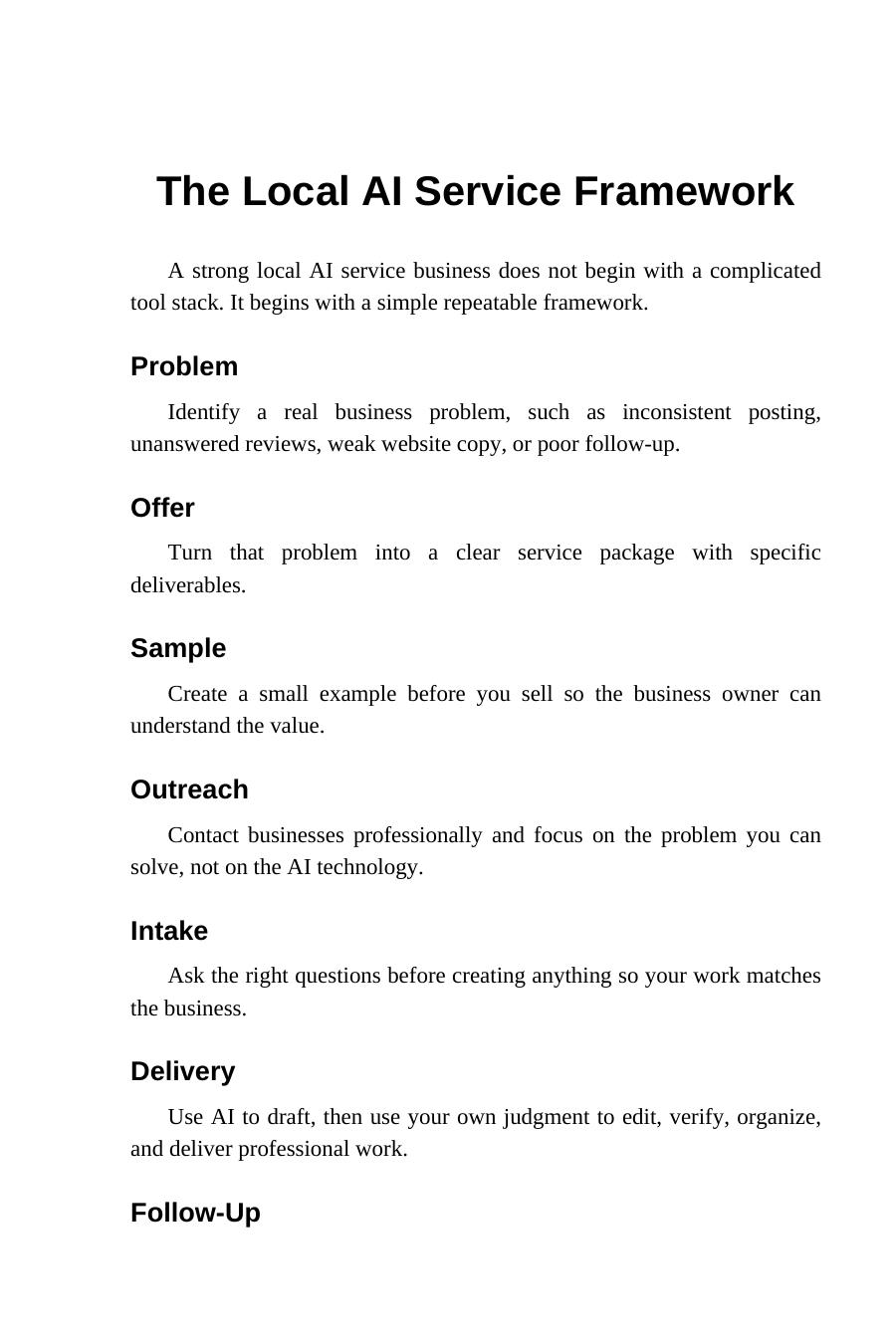 AI for Local Business Services — interior spread: The Local AI Service Framework