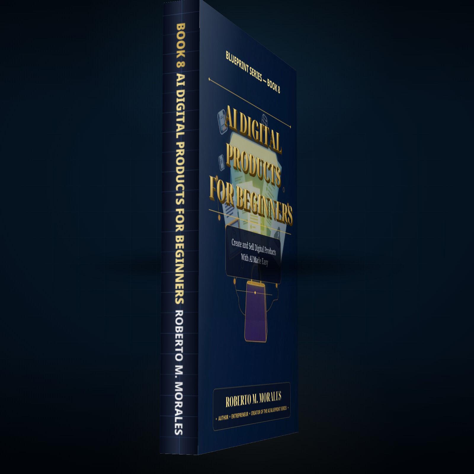 Printed edition of AI Digital Products for Beginners — printed spine