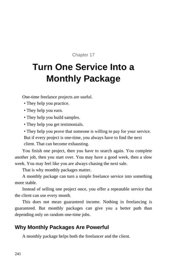 Chapter 17 · Turn One Service Into a Monthly Package · p. 241