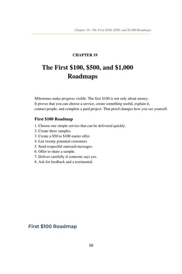 Chapter 19 · The First $100, $500, and $1,000 Roadmaps · p. 50
