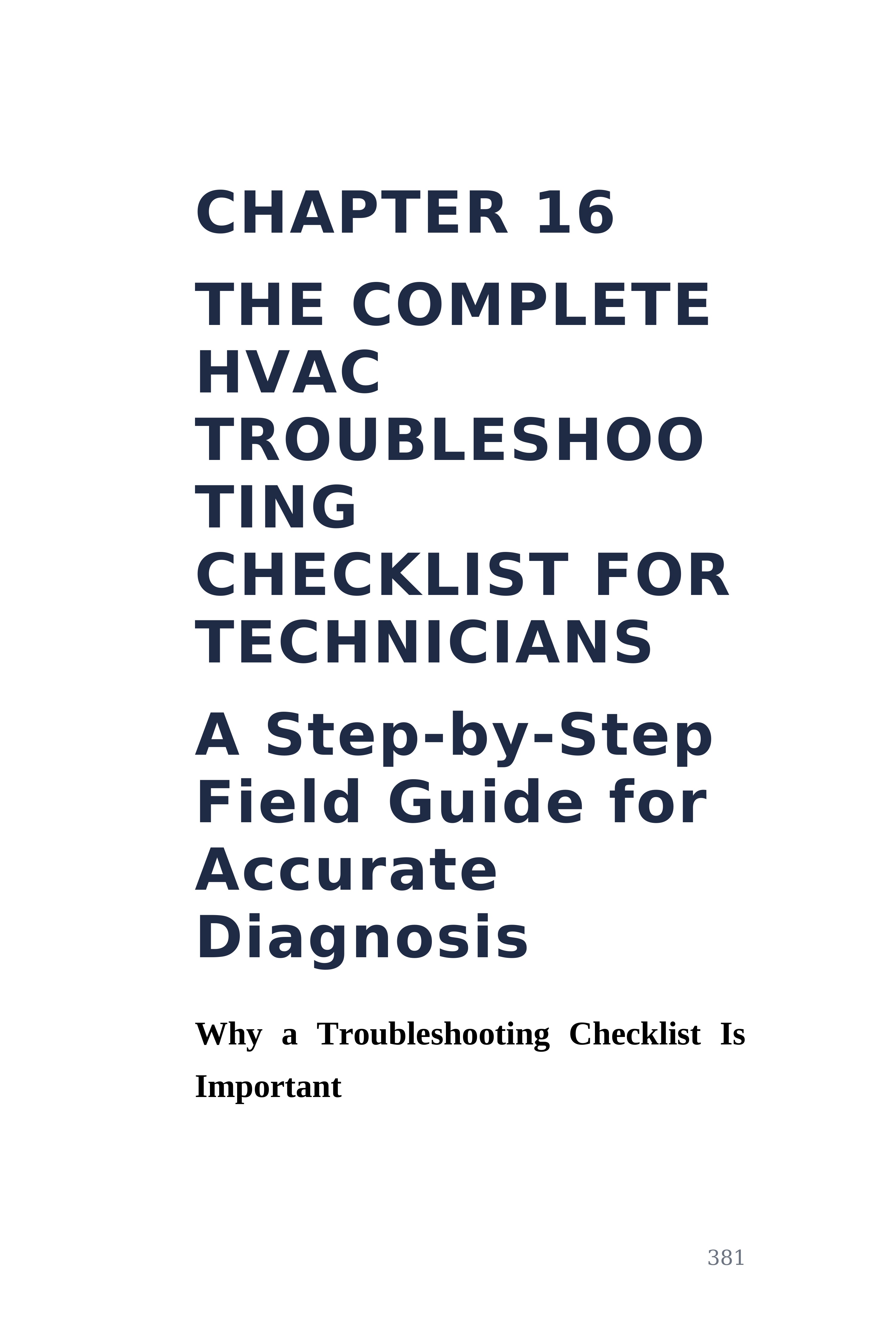 The Complete HVAC Troubleshooting System — interior spread: Chapter 16 — Troubleshooting checklist