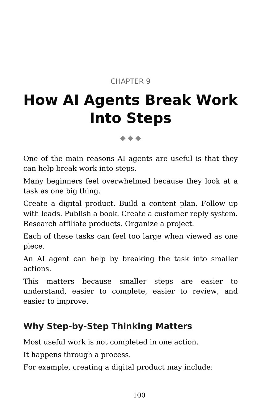 AI Agents for Beginners — interior spread: Breaking work into steps