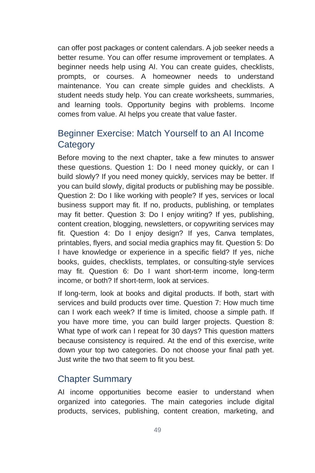 Choose an income category