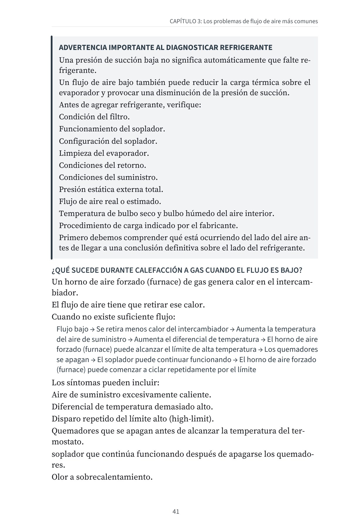 DEJE DE SUPONER: El Flujo de Aire en Sistemas Centrales de Forma Sencilla — interior spread: Capítulo 3 — Advertencia al diagnosticar refrigerante