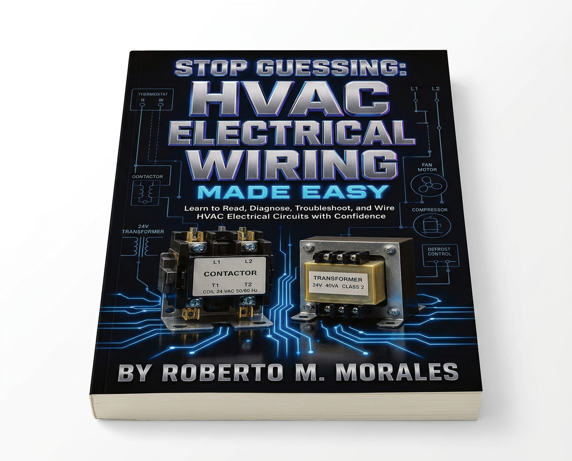 Printed edition of Stop Guessing: HVAC Electrical Wiring Made Easy — lying flat — top-down