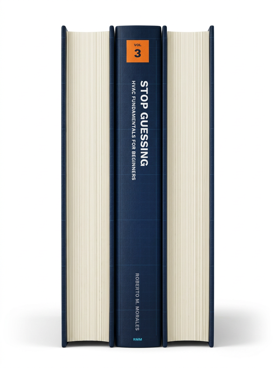 Printed edition of Stop Guessing: HVAC Fundamentals for Beginners — Volume 3 — spine view
