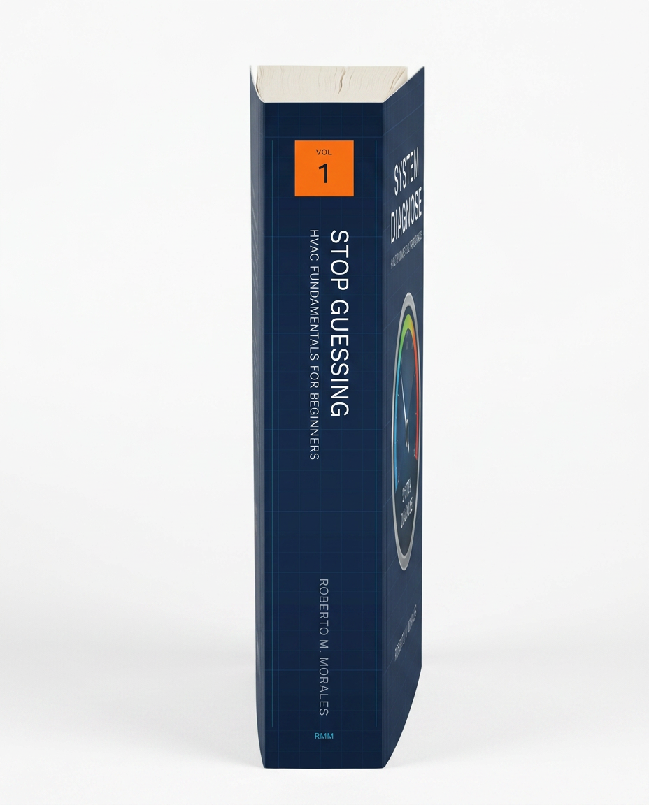Printed edition of Stop Guessing: HVAC Fundamentals for Beginners — Volume 1 — spine view