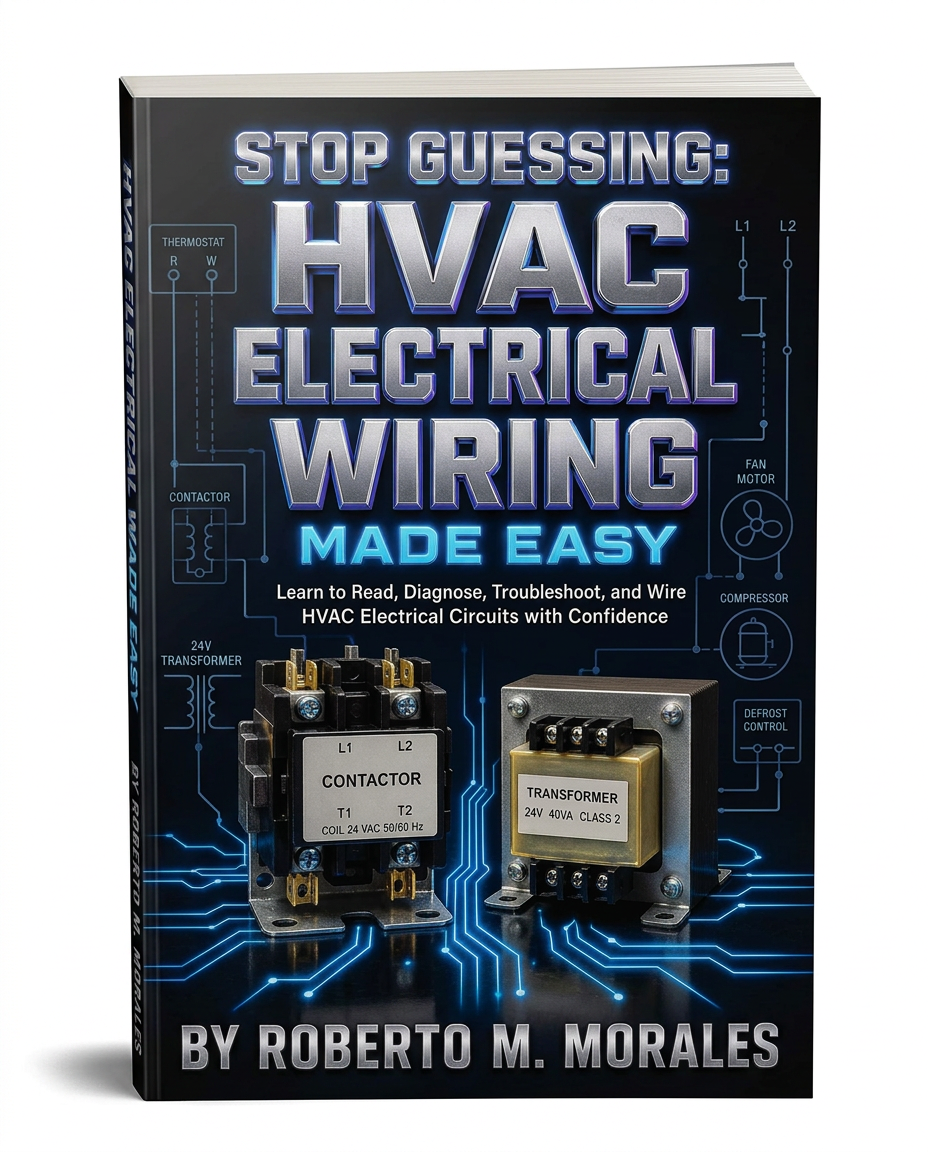 Printed edition of Stop Guessing: HVAC Electrical Wiring Made Easy — standing — front cover