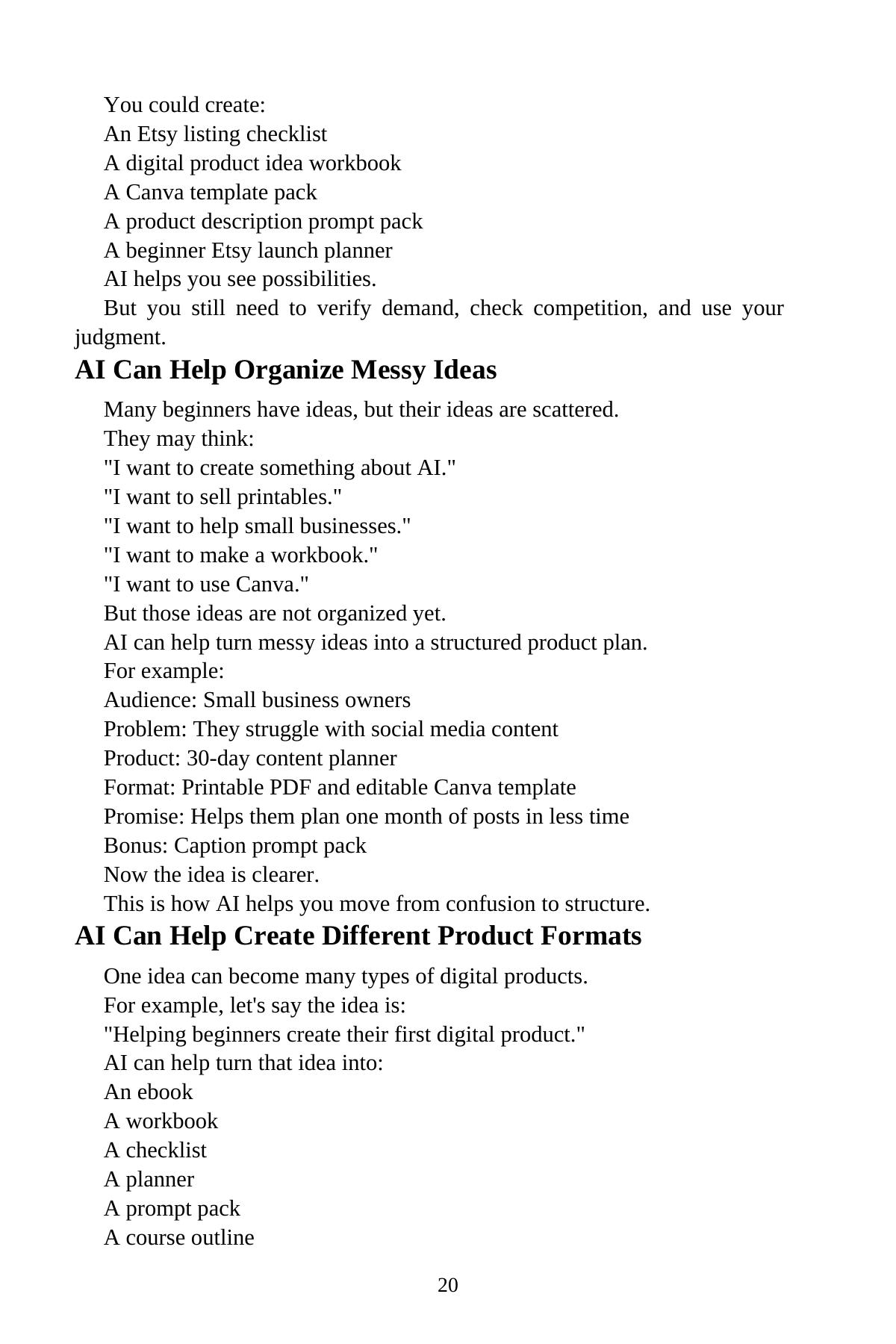 AI Digital Products for Beginners — interior spread: Product ideas you can build