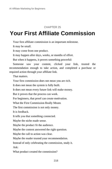 Chapter 25 · Your First Affiliate Commission · p. 218