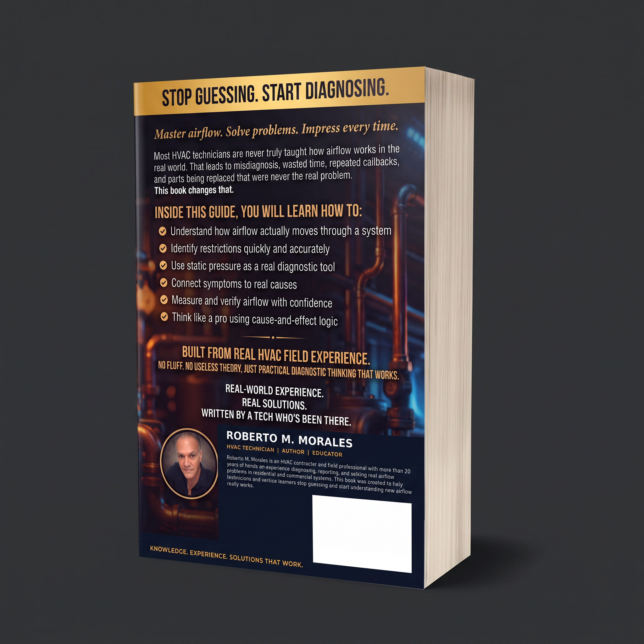 Printed edition of Stop Guessing: HVAC Airflow Made Simple — three-quarter back