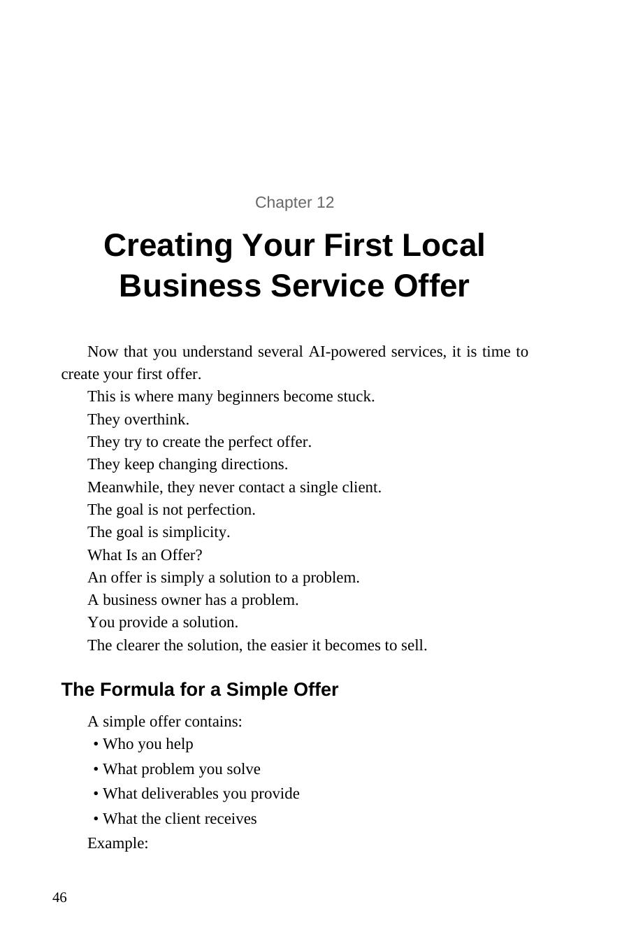 AI for Local Business Services — interior spread: Your first service offer