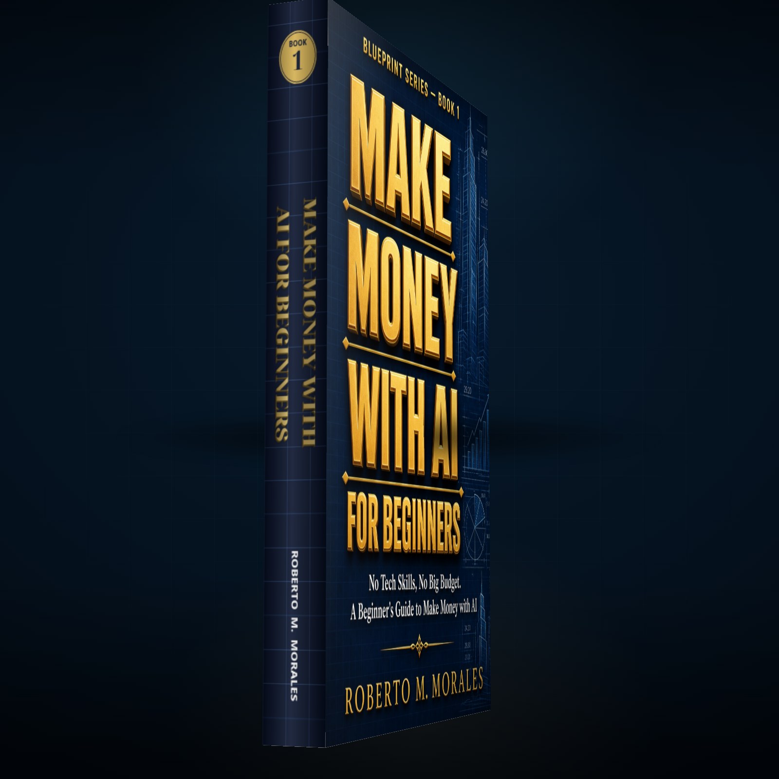 Printed edition of Make Money with AI for Beginners — printed spine