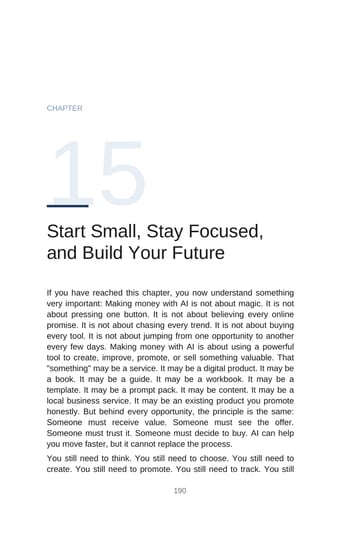 Chapter 15 · Start Small, Stay Focused, and Build Your Future · p. 190