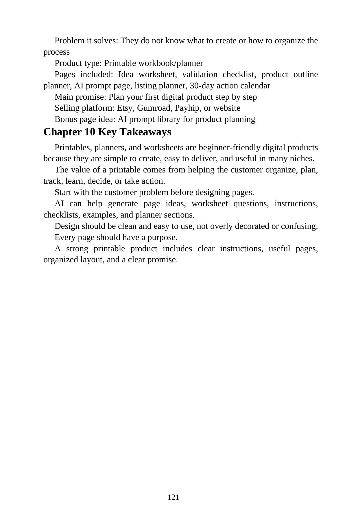 AI Digital Products for Beginners — interior spread: Printable product blueprint